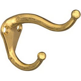 Hat & Coat Hook, Bright Brass Finish, 2-Pk. For Sale