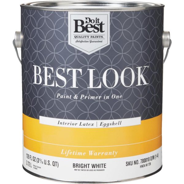 Best Look Latex Paint & Primer In One Eggshell Interior Wall Paint, Bright White, 1 Gal. Hot on Sale