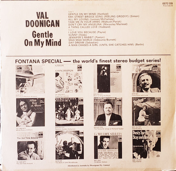 Val Doonican - Gentle On My Mind (LP, Comp) (Very Good Plus (VG+)) For Sale