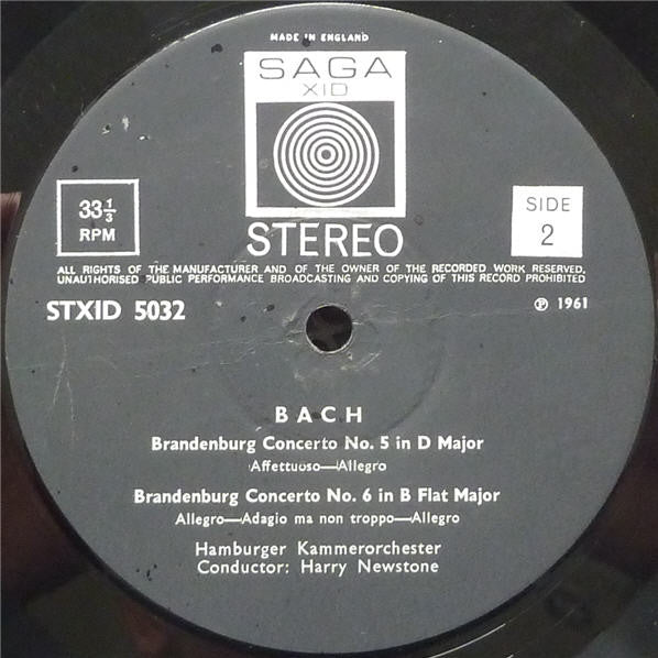 Johann Sebastian Bach - Hamburger Kammerorchester   Harry Newstone - Brandenburg Concertos Nos. 4, 5 & 6 (LP, RE) (Very Good Plus (VG+)) Online Hot Sale