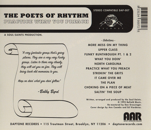 The Poets Of Rhythm - Practice What You Preach (CD, Album, RE, RM) (Mint (M)) Hot on Sale