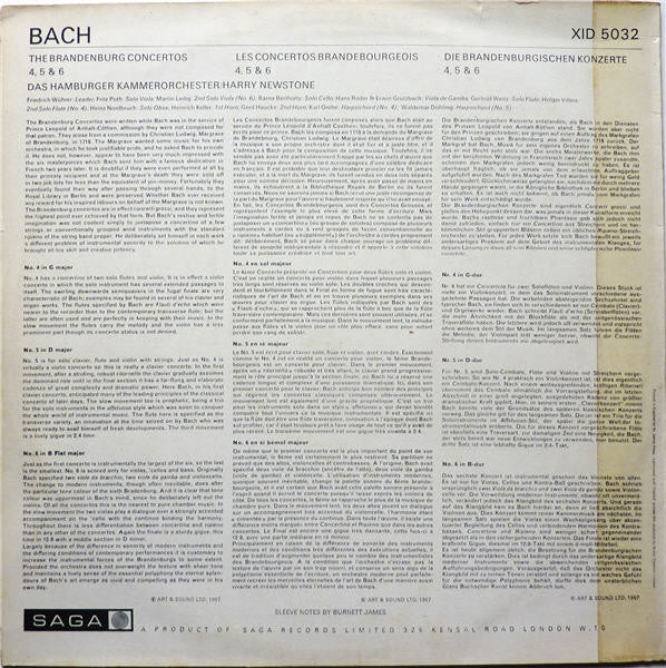 Johann Sebastian Bach - Hamburger Kammerorchester   Harry Newstone - Brandenburg Concertos Nos. 4, 5 & 6 (LP, RE) (Very Good Plus (VG+)) Online Hot Sale