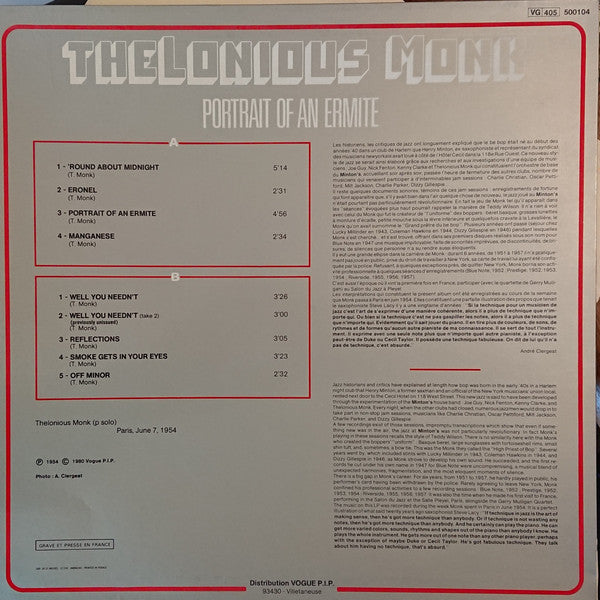 Thelonious Monk - Portrait Of An Ermite (LP, Album, RE) (Very Good Plus (VG+)) Supply