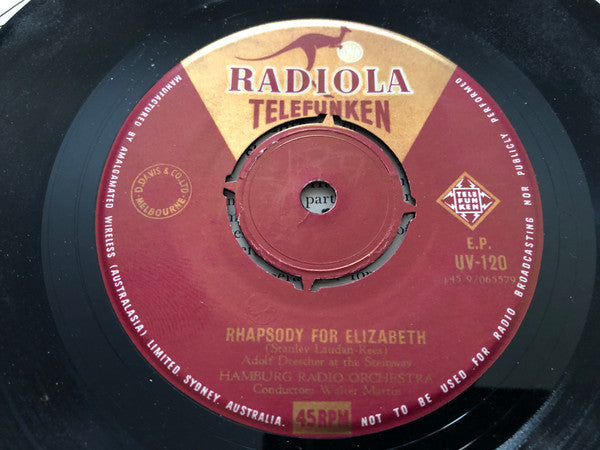 Adolf Drescher, Hamburger Rundfunkorchester, Walter Martin  - Rhapsody For Elizabeth (7 ) (Very Good (VG)) For Cheap