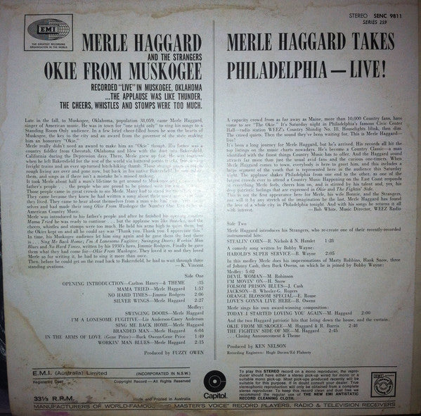 Merle Haggard - Live (Merle Haggard In Muskogee & Philadelphia) (LP, Comp) (Very Good Plus (VG+)) Fashion