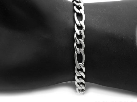 10mm Plated Stainless Steel Figaro Chain bracelet Hot on Sale