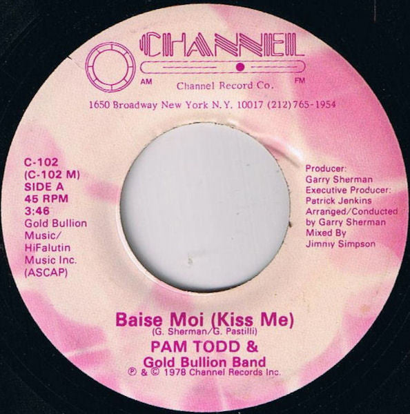 Pam Todd & Gold Bullion Band - Baise Moi (Kiss Me) (7 ) (Very Good (VG)) Supply