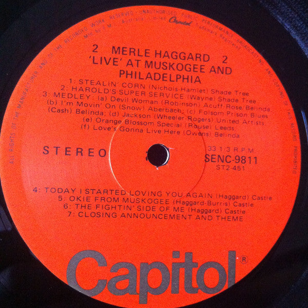 Merle Haggard - Live (Merle Haggard In Muskogee & Philadelphia) (LP, Comp) (Very Good Plus (VG+)) Fashion