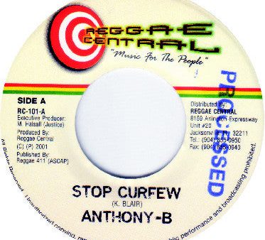 Anthony B   Pinchers - Stop Curfew   Heathen (7 ) (Very Good Plus (VG+)) on Sale